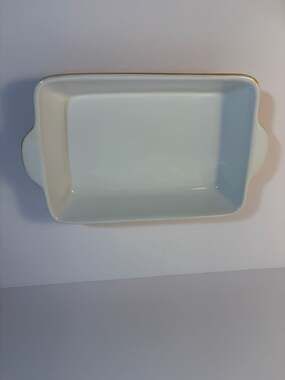 Signature Housewares Polka Dot Yellow Stoneware Rectangular Casserole Dish